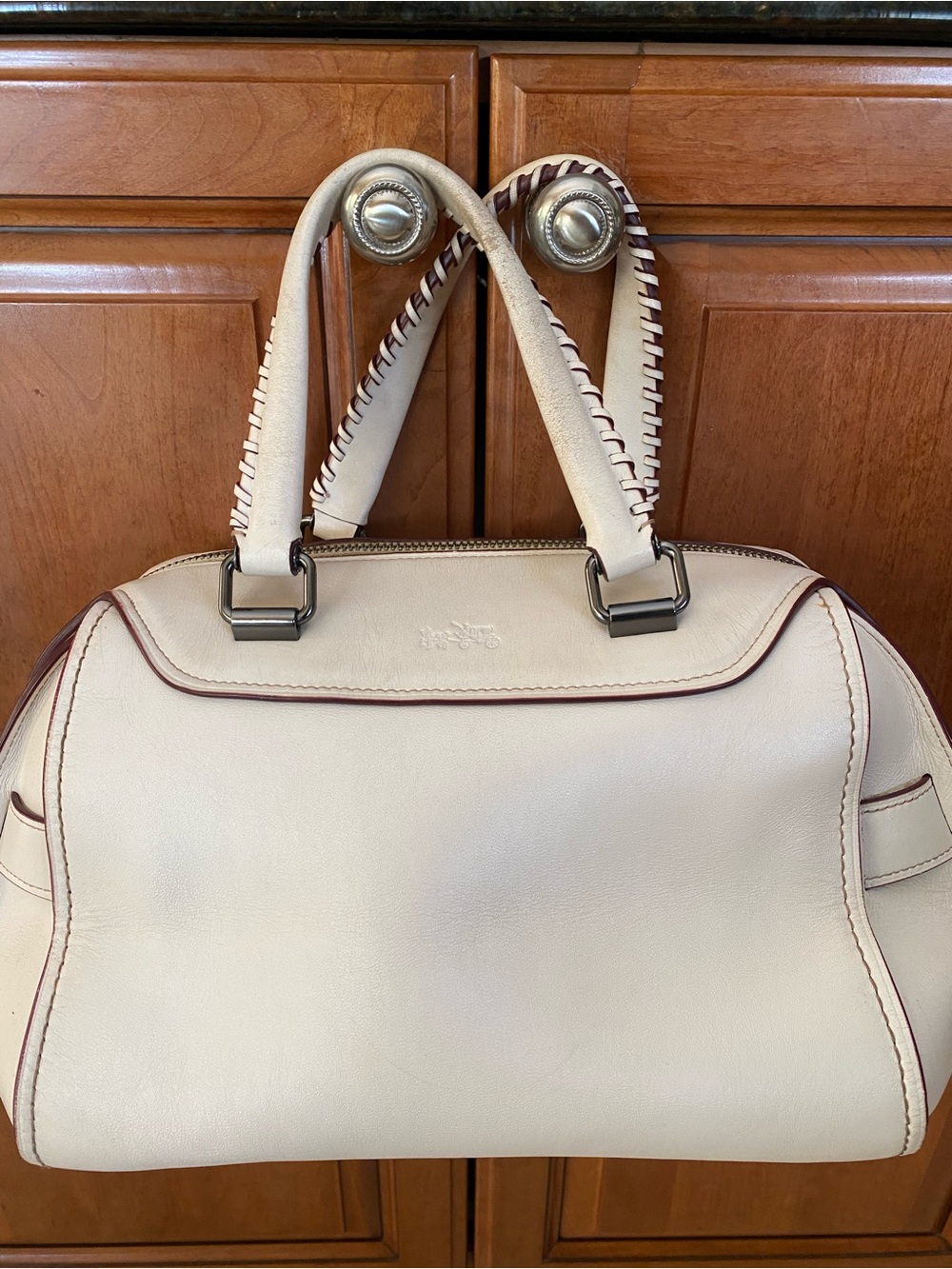 Coach Ace Satchel in Chalk Glove Tanned Leather with Leather Interior Liner